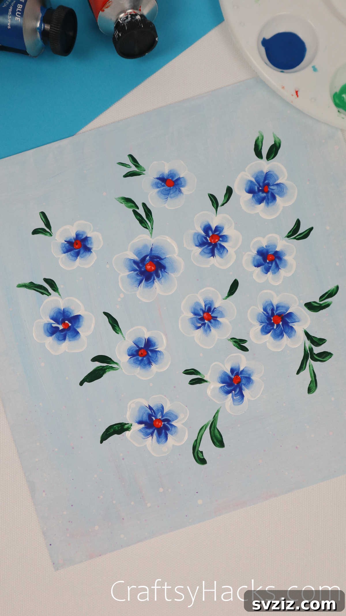 Floral Art Made Easy: 21 Inspiring Ideas 8 Abstract blue poppies painting, an easy and creative art technique.