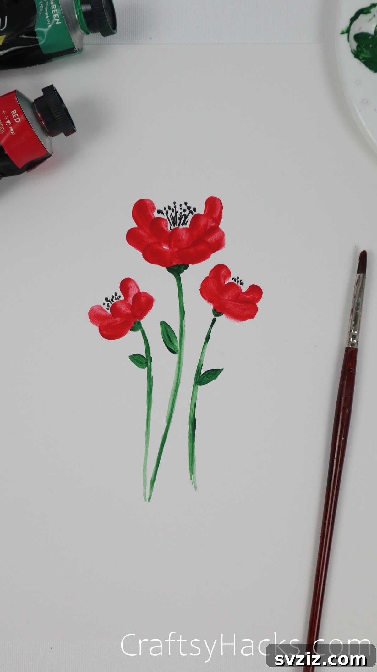 Floral Art Made Easy: 21 Inspiring Ideas 9 Elegant anemones painting with strong petal outlines and dark centers.