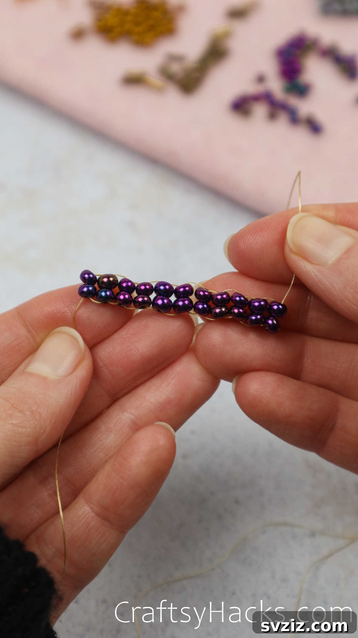 Craft Your Own Beaded Earrings 23 The fully completed ladder base of the beaded earring, ready for the next stage.