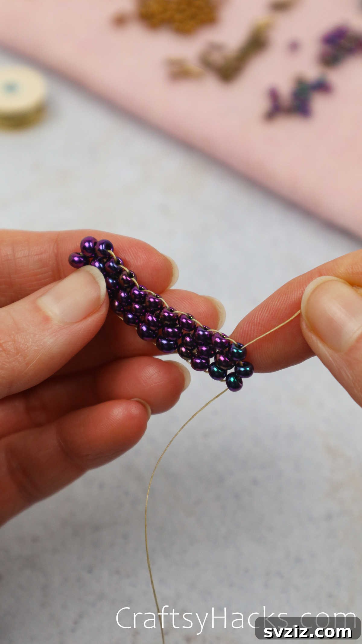 Craft Your Own Beaded Earrings 33 Close-up of a single bead perfectly positioned within the beaded pattern.