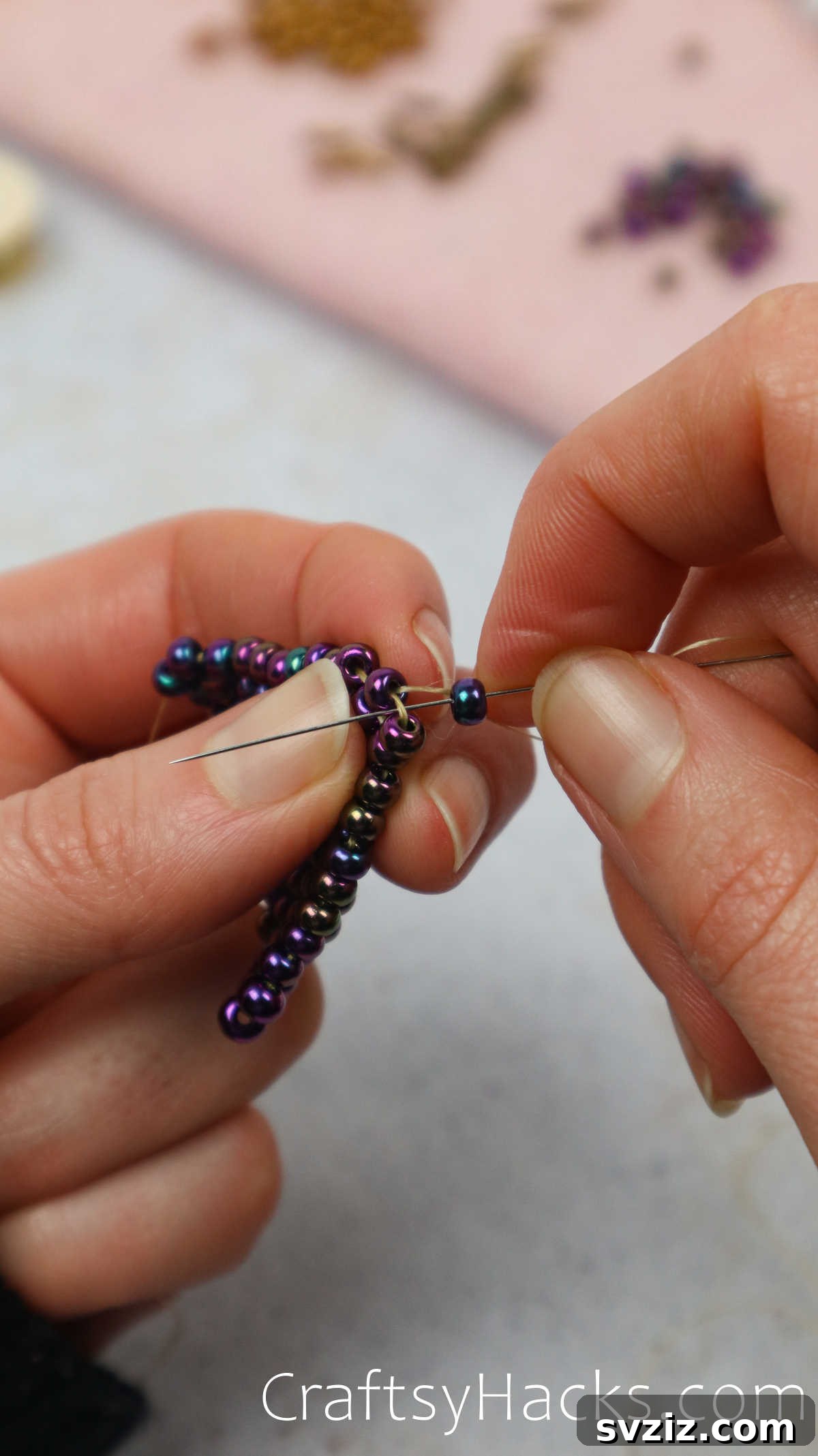 Craft Your Own Beaded Earrings 39 The final bead placed at the top of the triangle, completing its shape.
