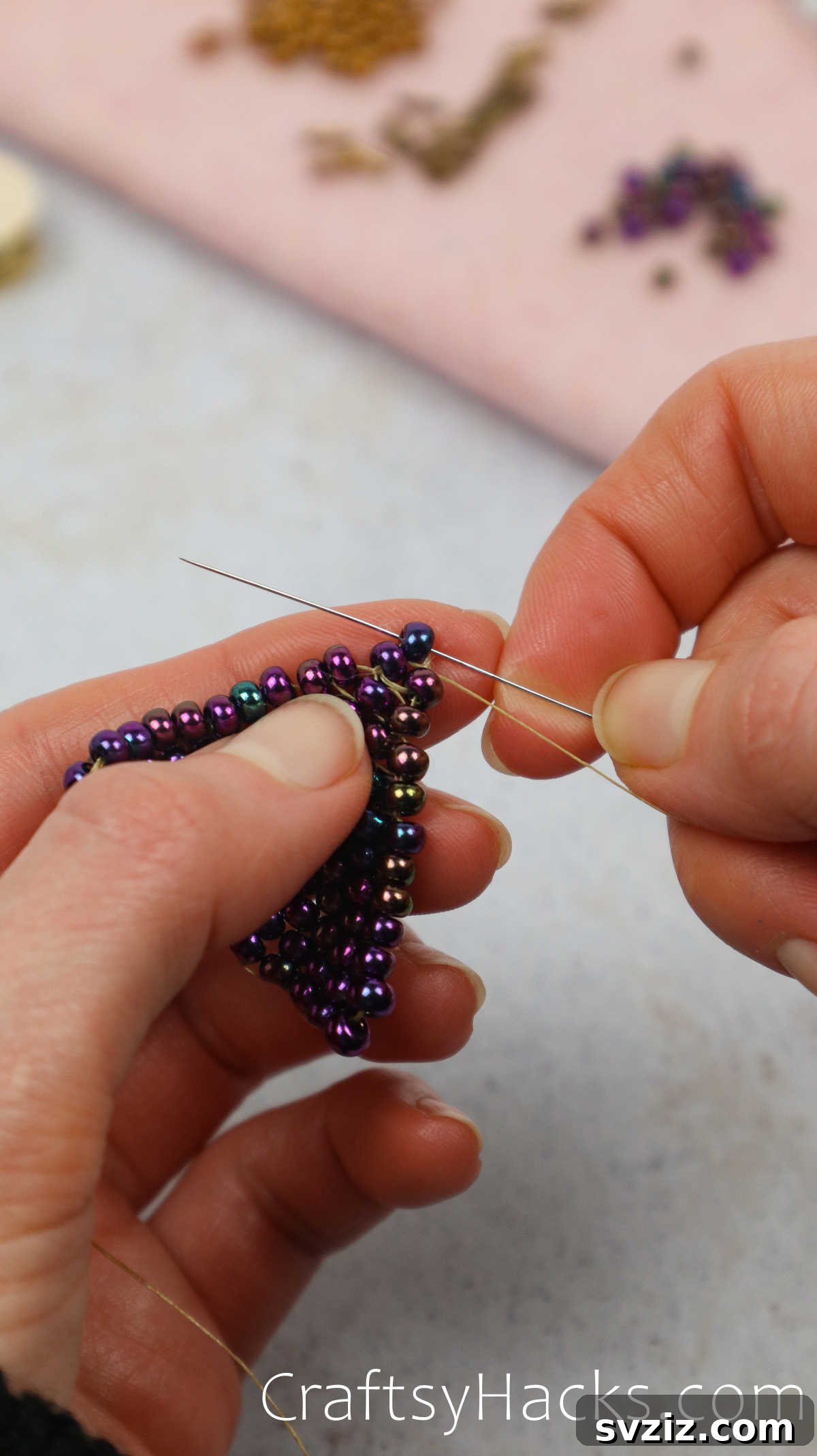 Craft Your Own Beaded Earrings 43 Reinforcing the top beads just below the apex for jump ring attachment.