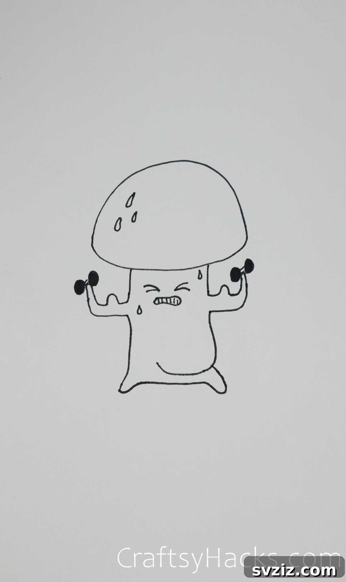 Funny Pumping Iron Mushroom Drawing