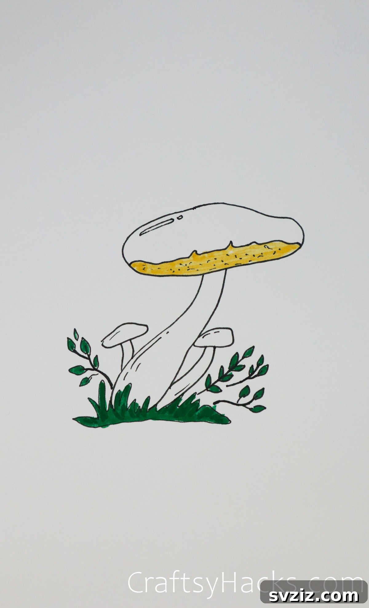 Mushroom Trio Drawing for Composition Practice