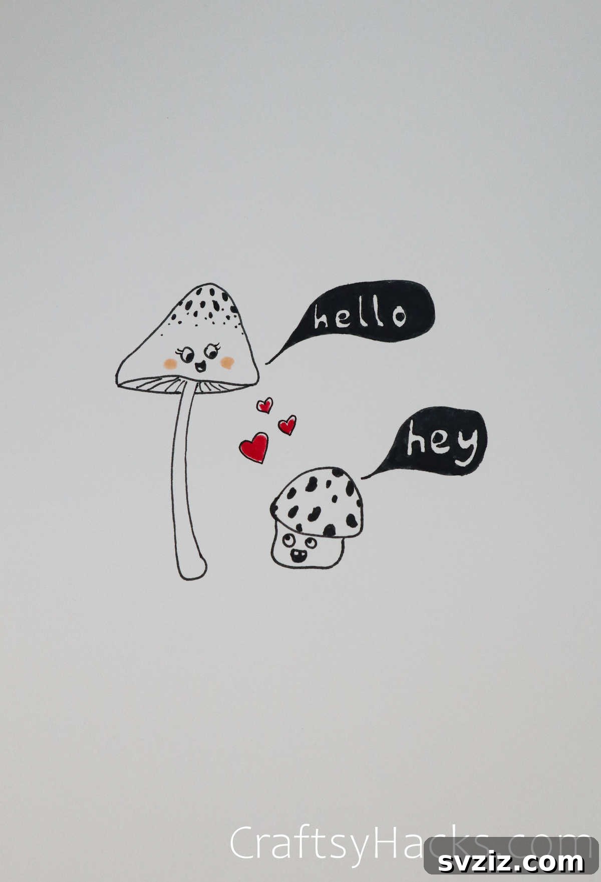Mushrooms in Love Drawing Idea
