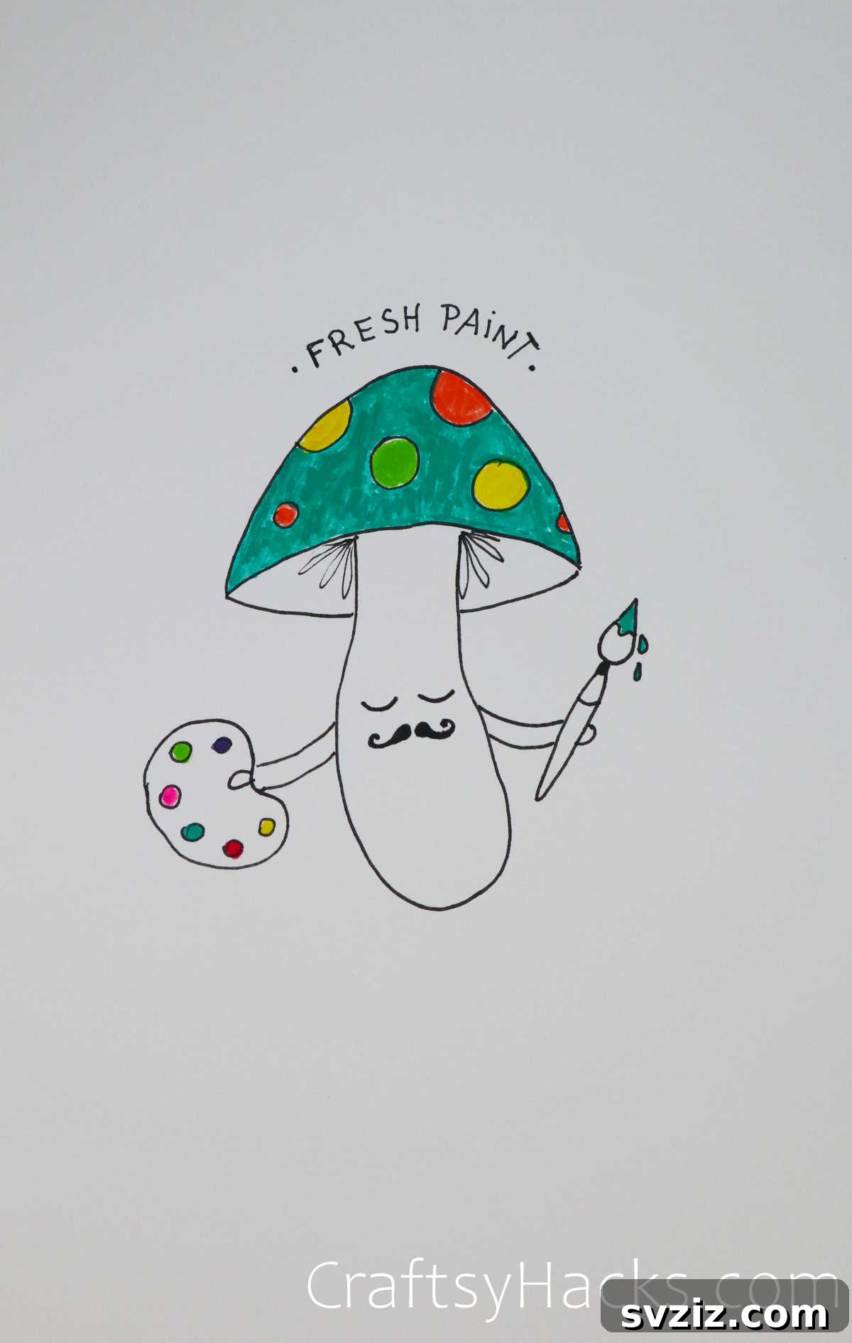 Artist Mushroom Drawing with Paintbrush