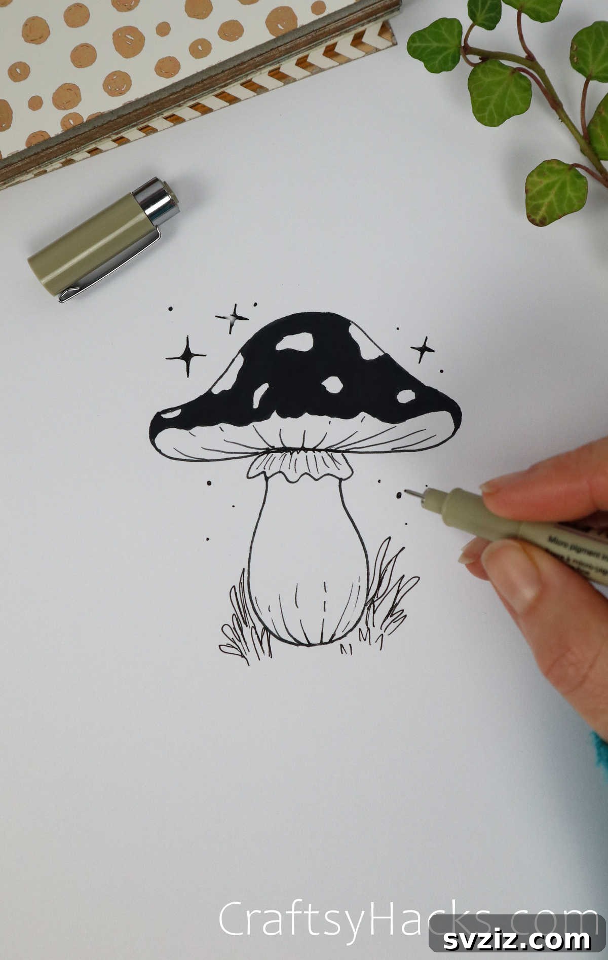 Black and White Mushroom Drawing Inspiration