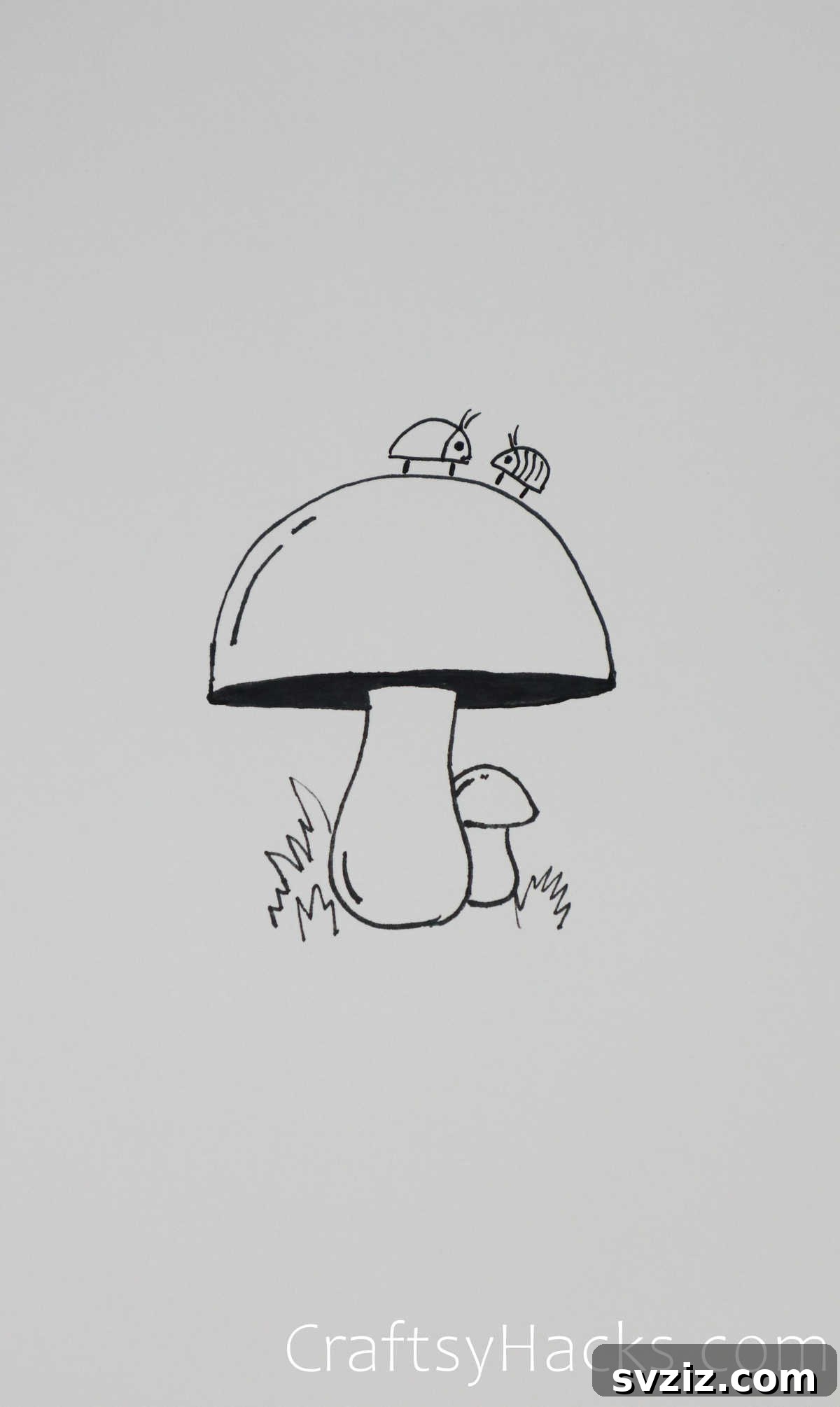 Bugs on a Mushroom Drawing Tutorial