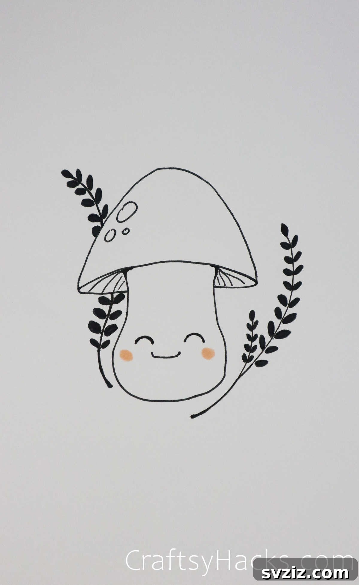 Happy Mushroom Drawing with Cute Face