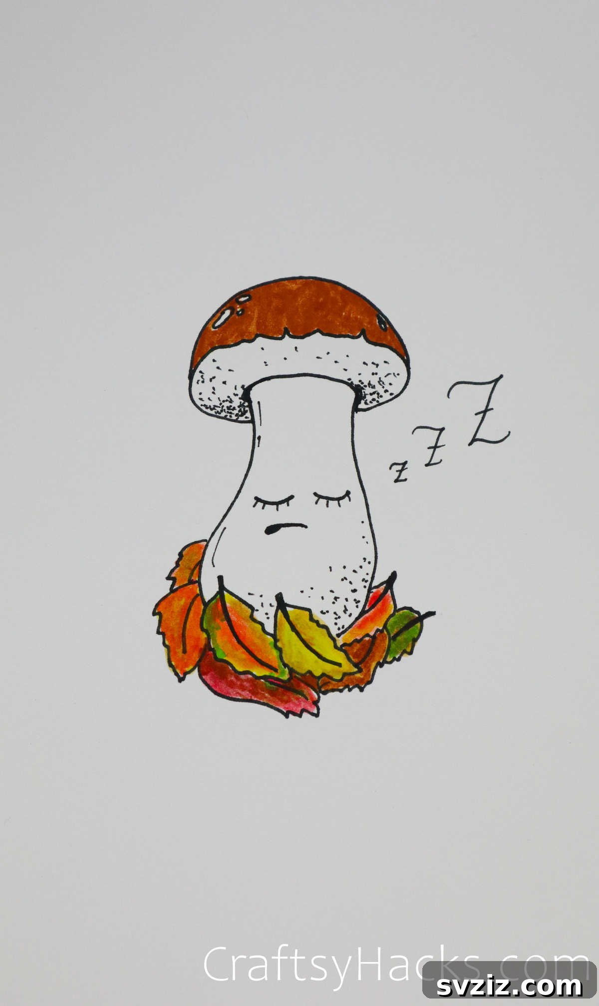 Sleeping Mushroom Drawing for Seasonal Art