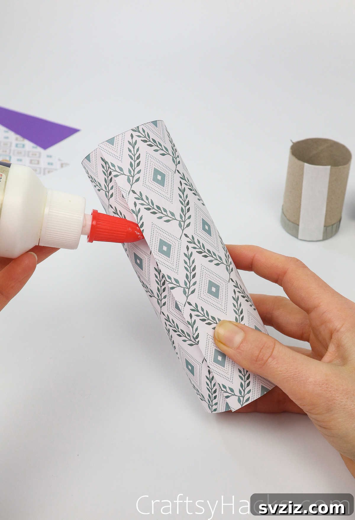 Craft Your Own Makeup Organizer 22 glue decorative paper to tube