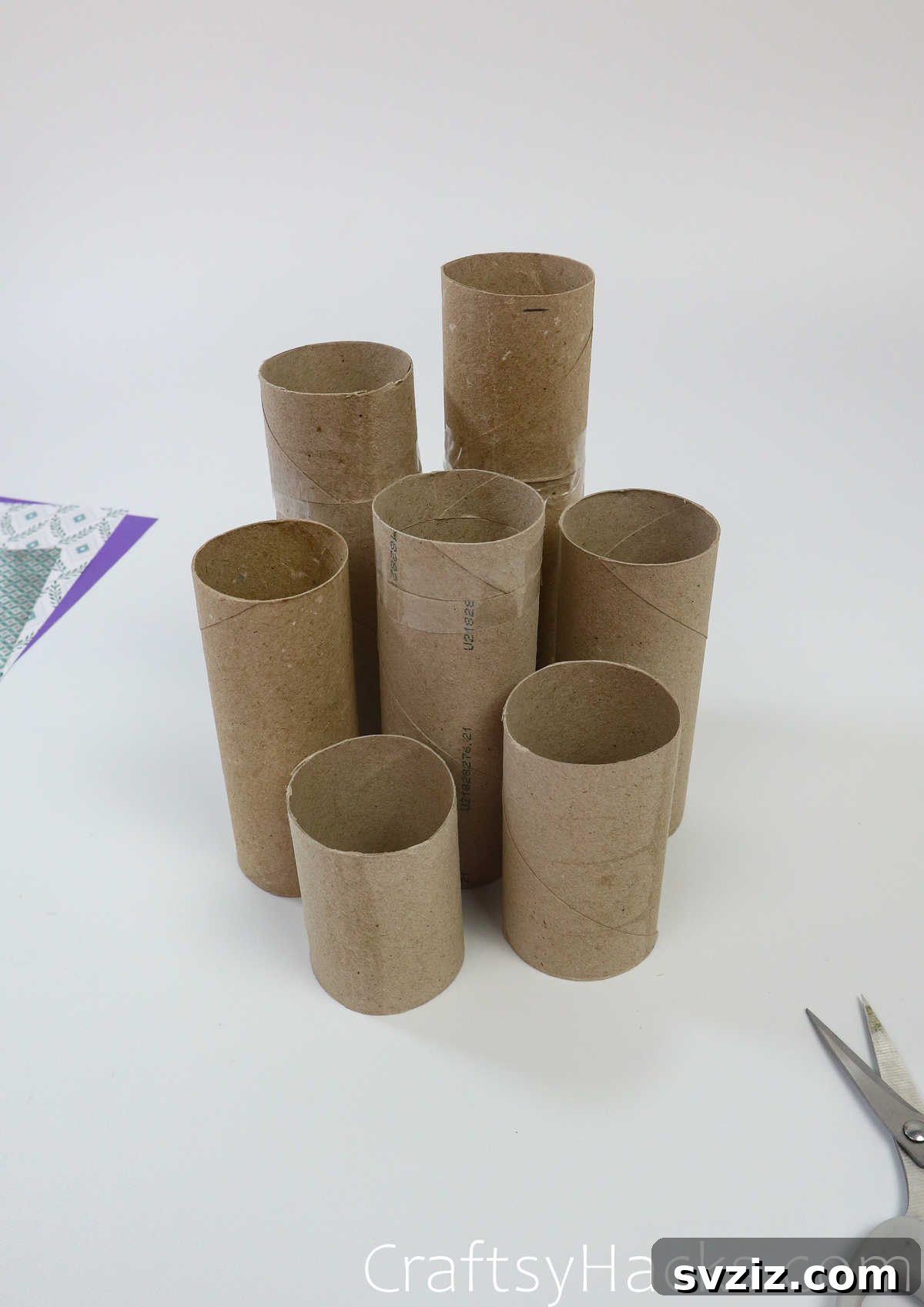Craft Your Own Makeup Organizer 9 different heights of toilet rolls