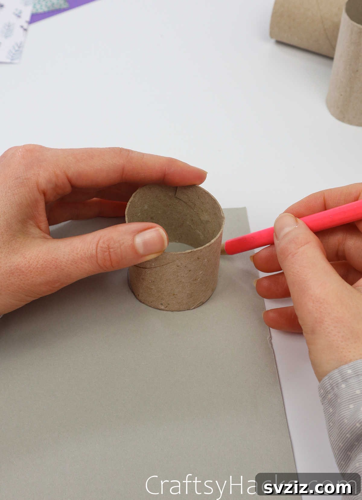 Craft Your Own Makeup Organizer 10 trace toilet roll opening on paper