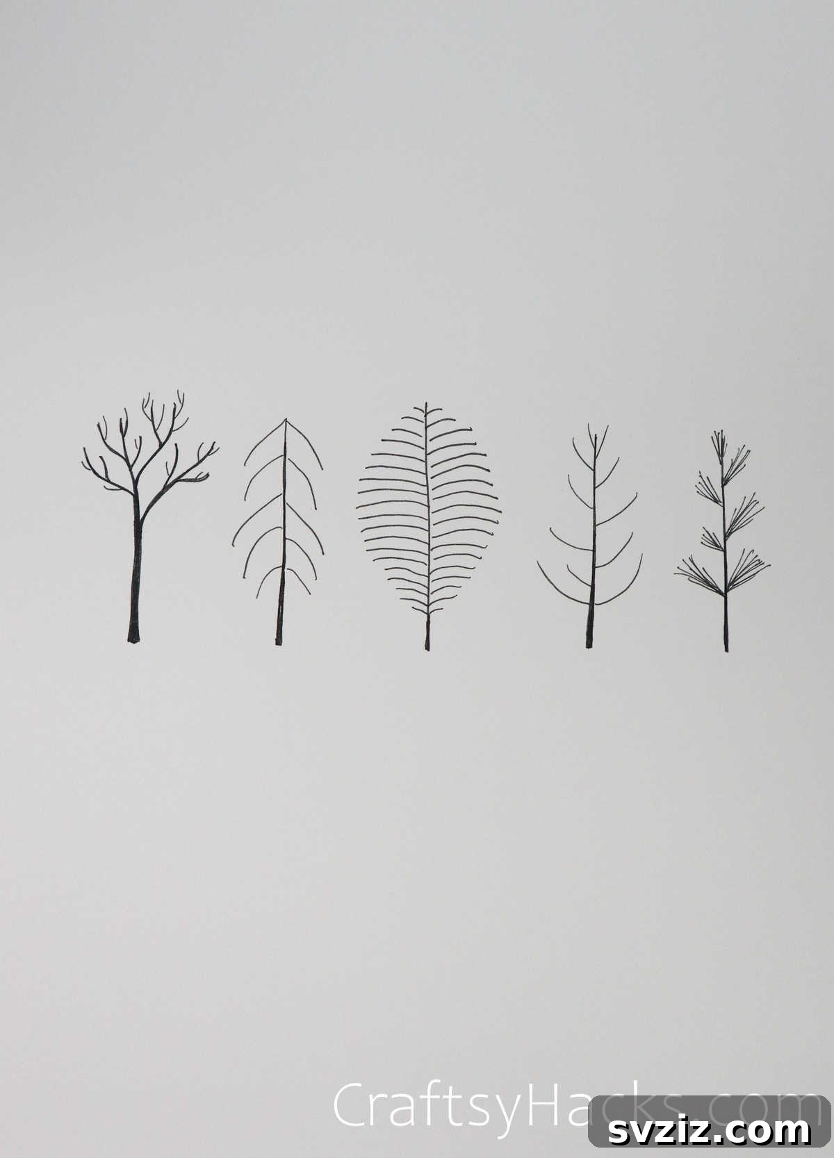 21 Simple Tree Drawing Prompts 13 Bare wintry tree line drawing, emphasizing stark elegance and winter landscape