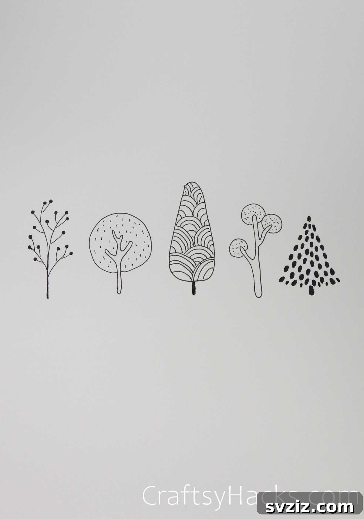 21 Simple Tree Drawing Prompts 15 Charming and cute tree line drawing with unique patterns inside the foliage