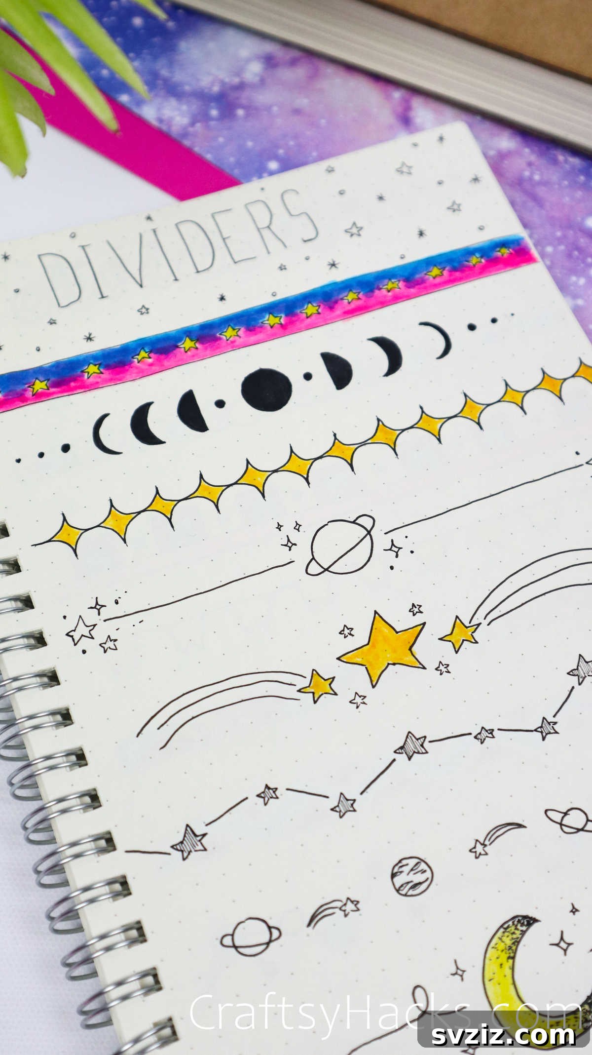 space bullet journal dividers