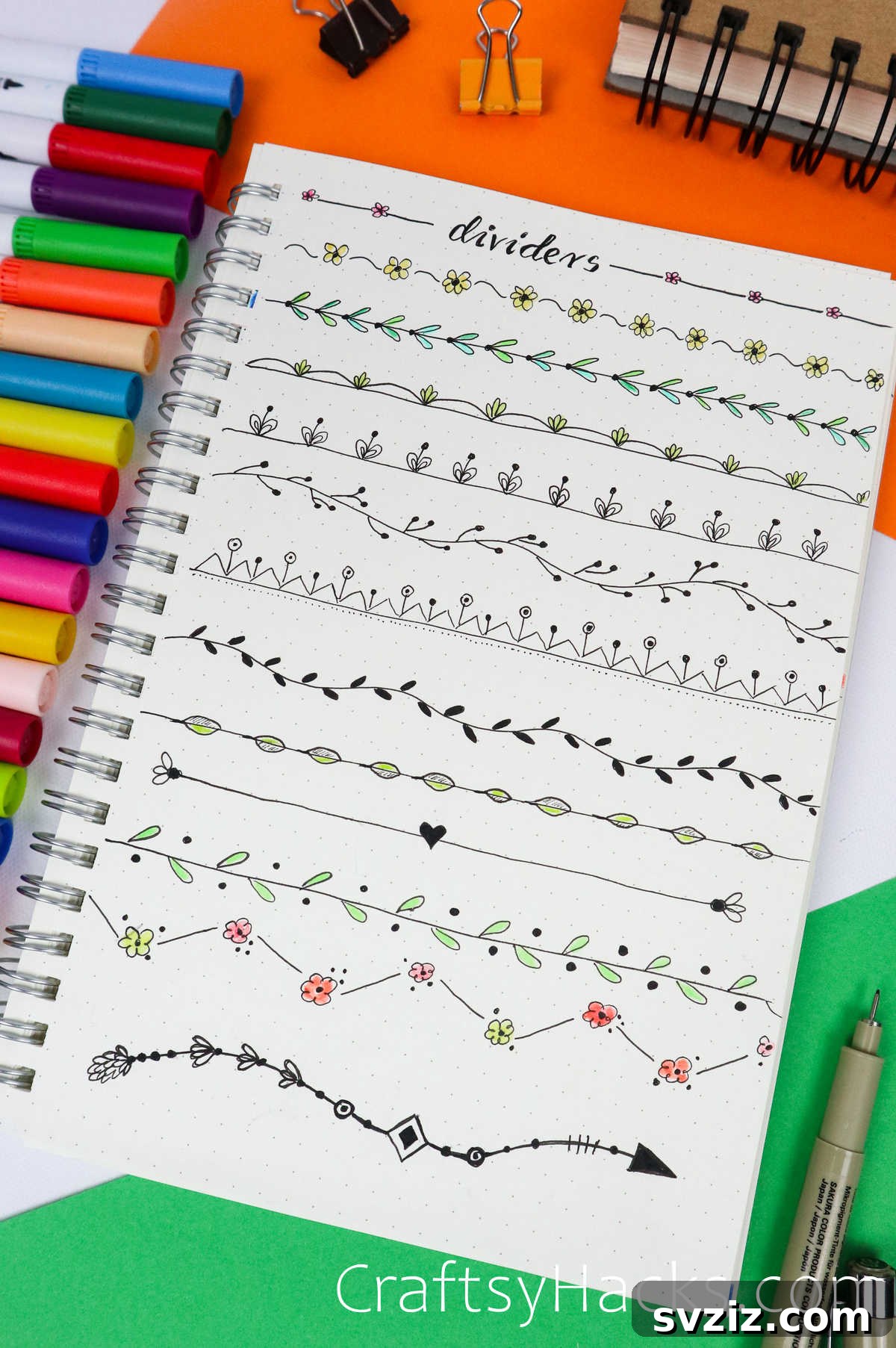 foliage bullet journal dividers