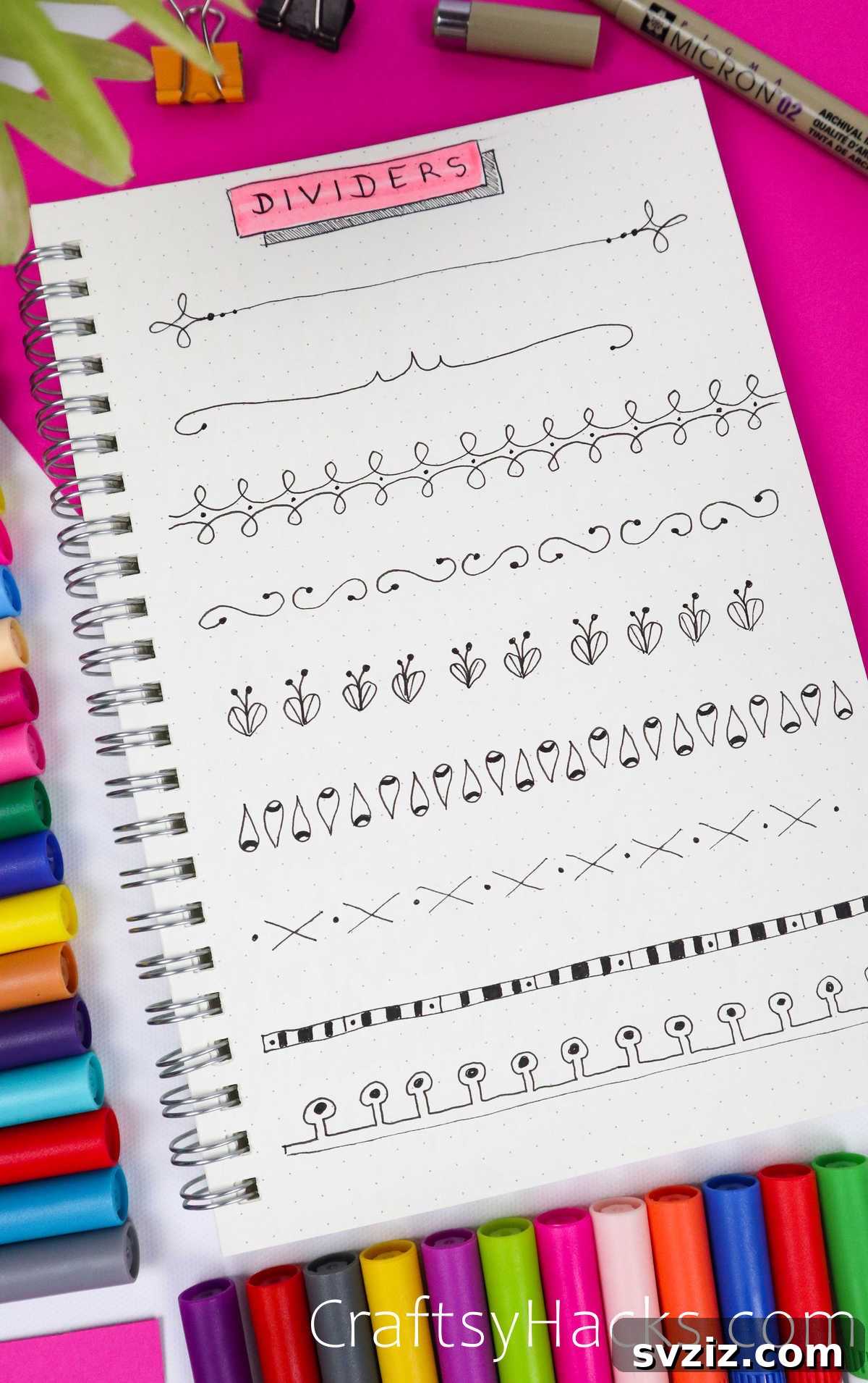 minimalist bullet journal dividers