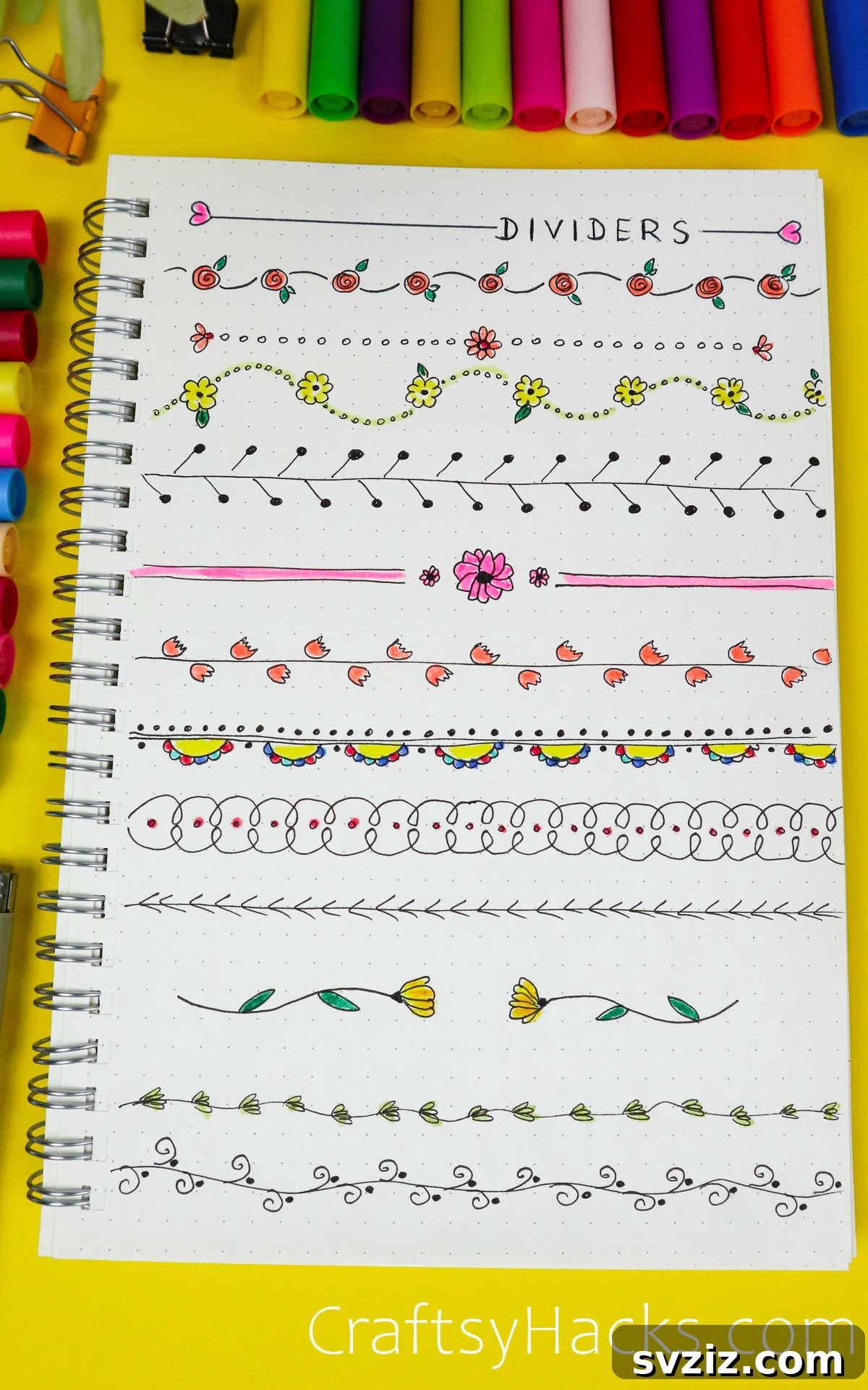 spring bullet journal dividers