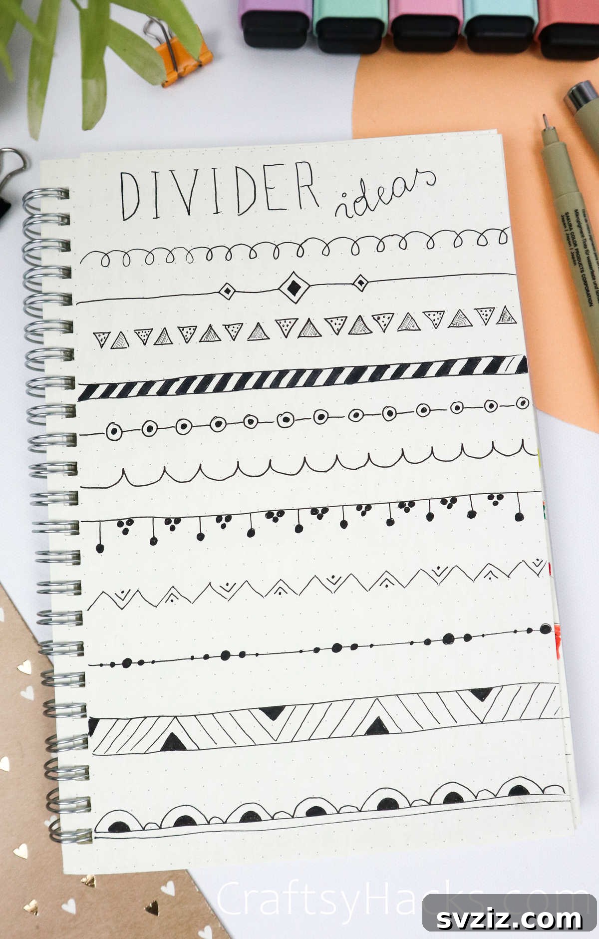 line and shape bullet journal dividers