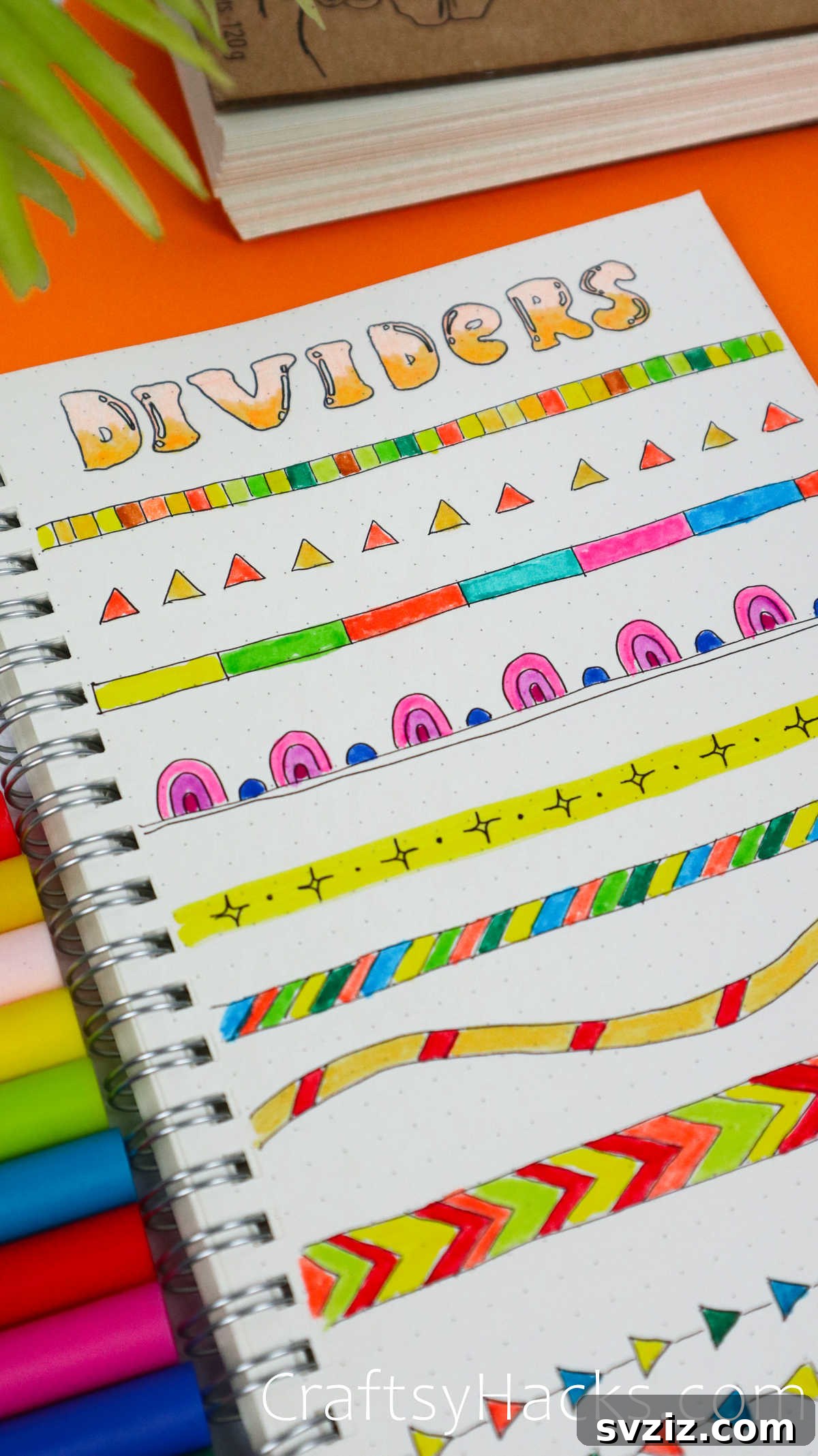 colored bullet journal dividers