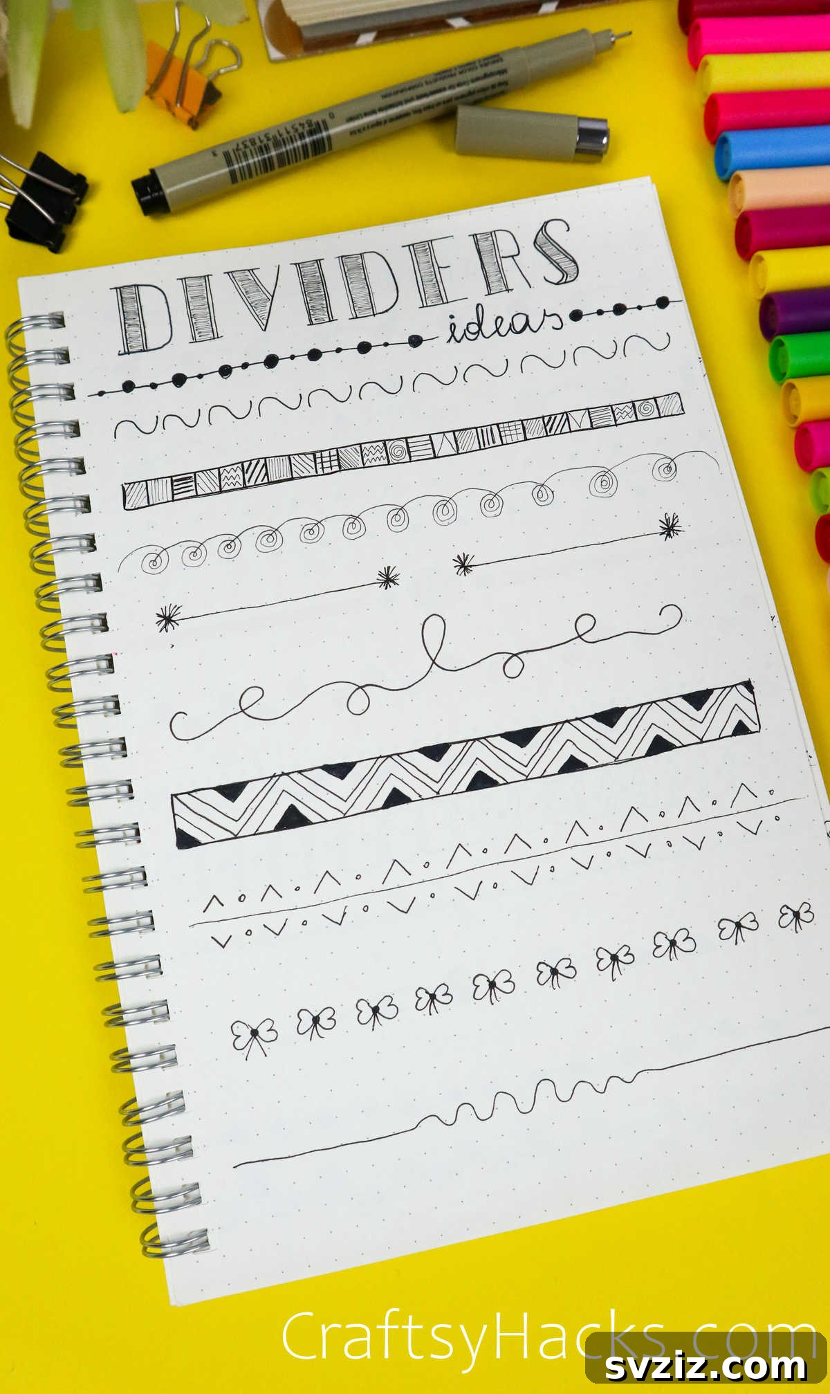 line and shape bullet journal dividers