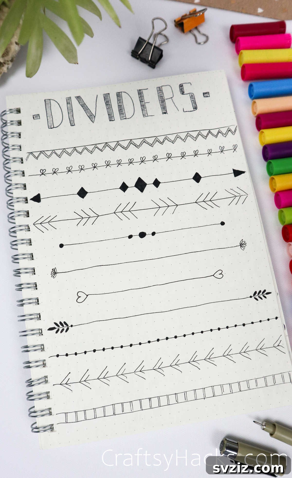 line bullet journal dividers