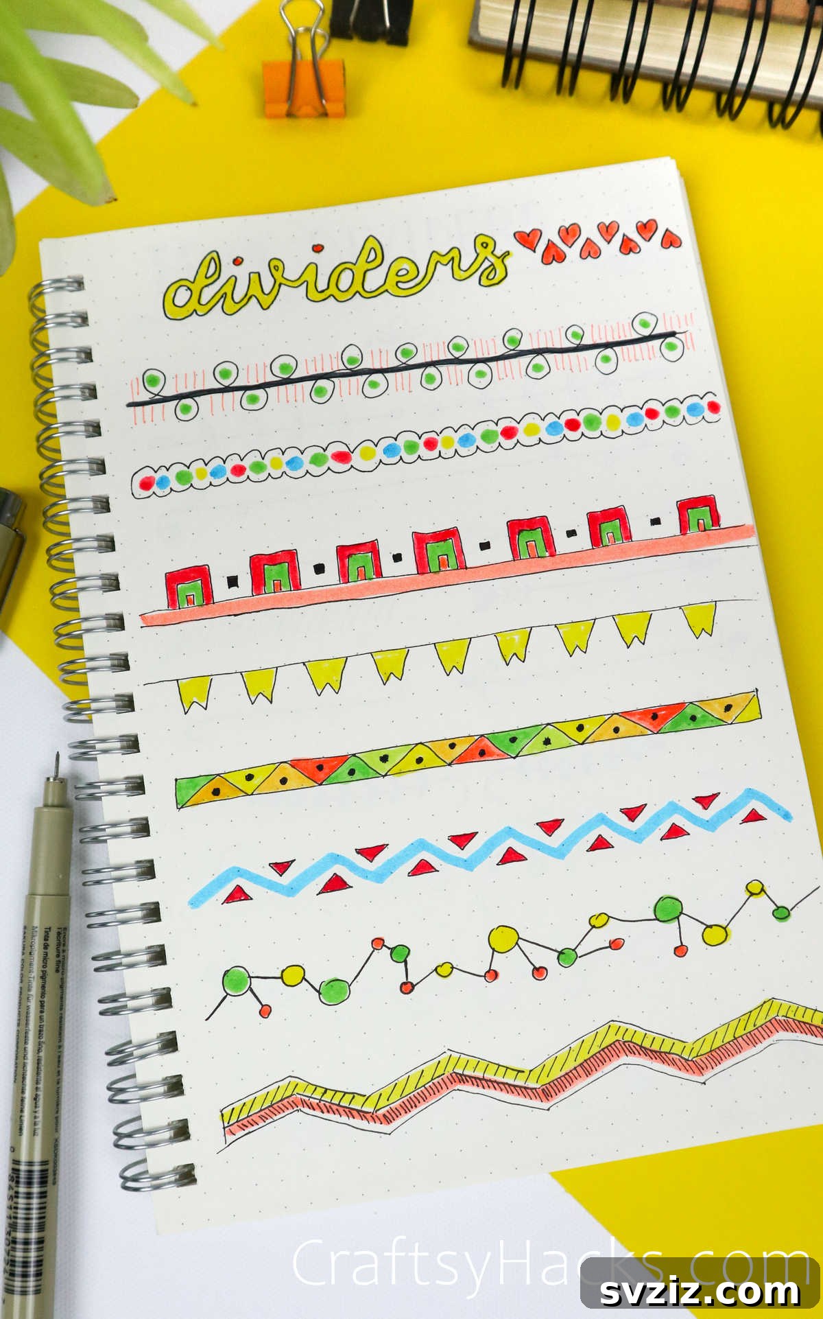 colorful bullet journal dividers