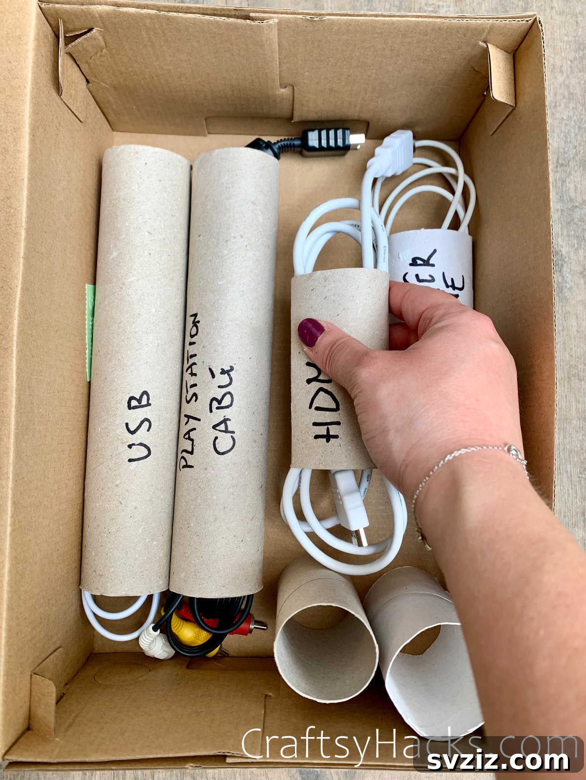 21 Ingenious Ways to Repurpose Toilet Paper Tubes 20 organize cables