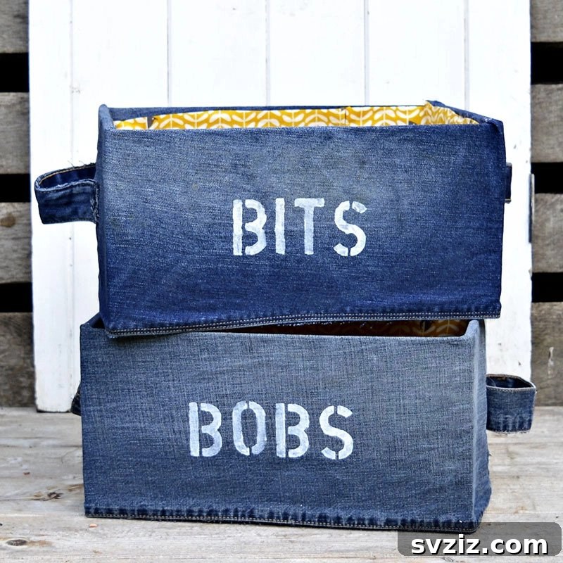 Woven Wonders: 21 Creative Basket Organization Ideas 19 DIY Ikea Style Denim Storage Box