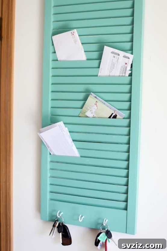 15 Brilliant DIY Furniture Flips 4 Window Shutter into a Mail Organizer