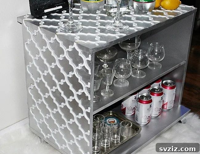 Forge Your Fortress: 17 DIY Man Cave Projects 19 Upcycled bookshelf transformed into a DIY bar cart for man cave