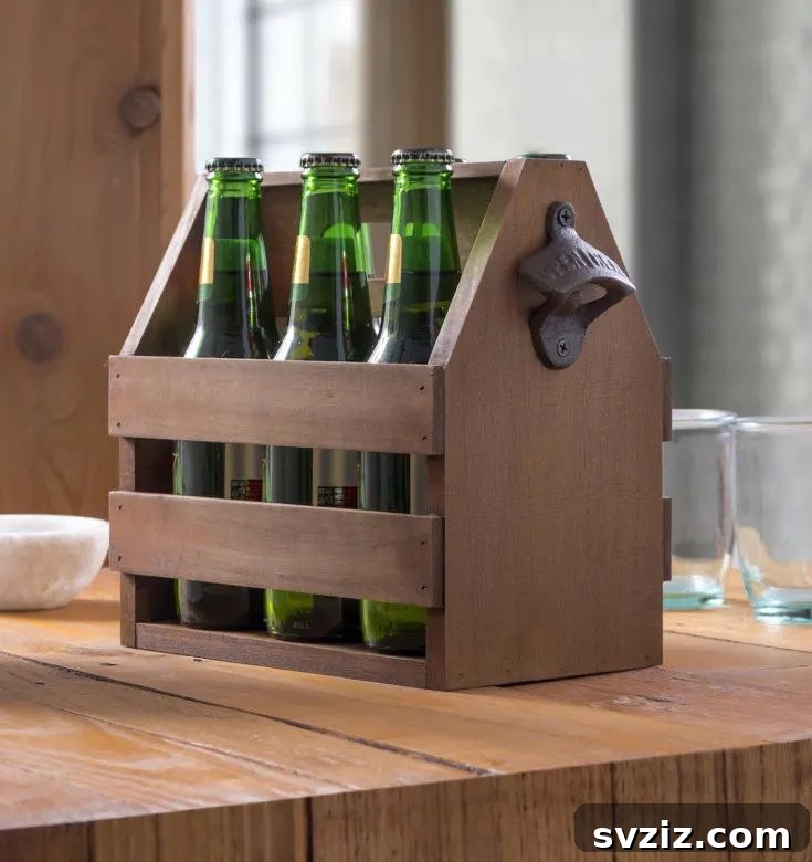 Forge Your Fortress: 17 DIY Man Cave Projects 6 Handcrafted wooden beer caddy for carrying beverages