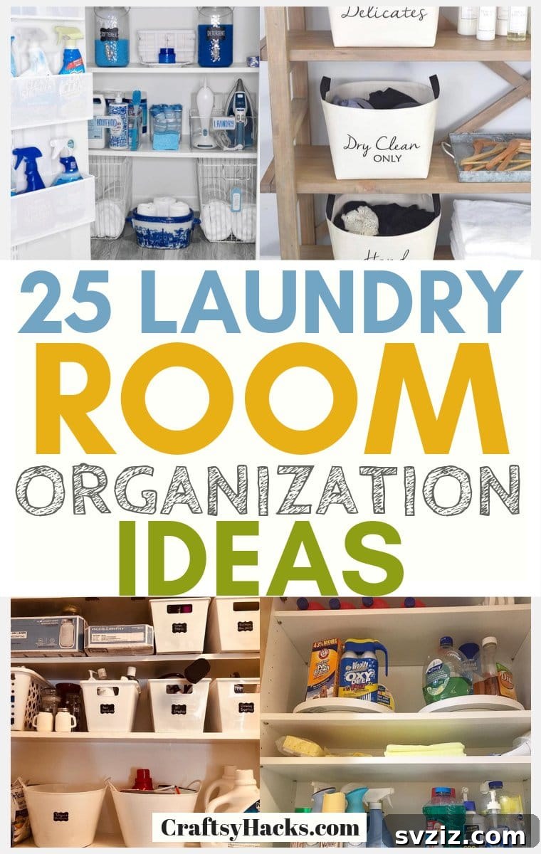 Organized laundry room with various storage solutions