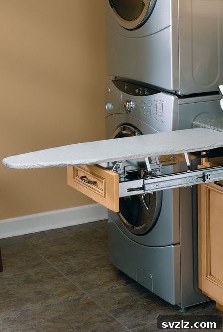 Custom folding station built above a dryer unit