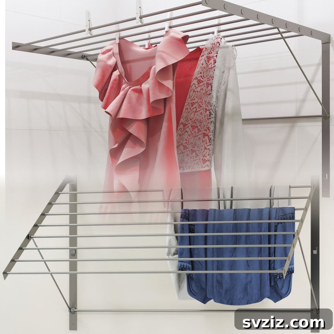 Wall-mounted foldable drying rack for laundry
