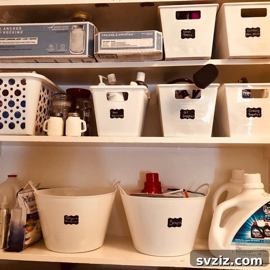 Laundry products decanted into uniform storage containers