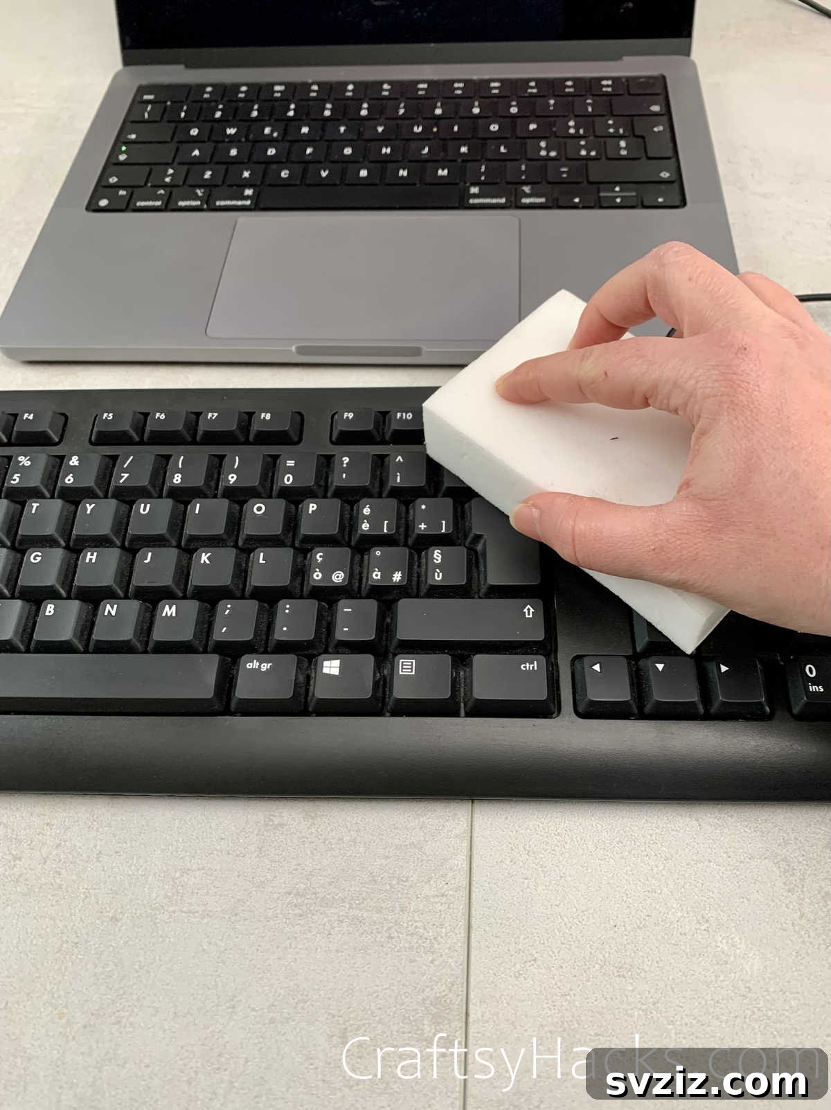 keep keyboards clean with a magic eraser