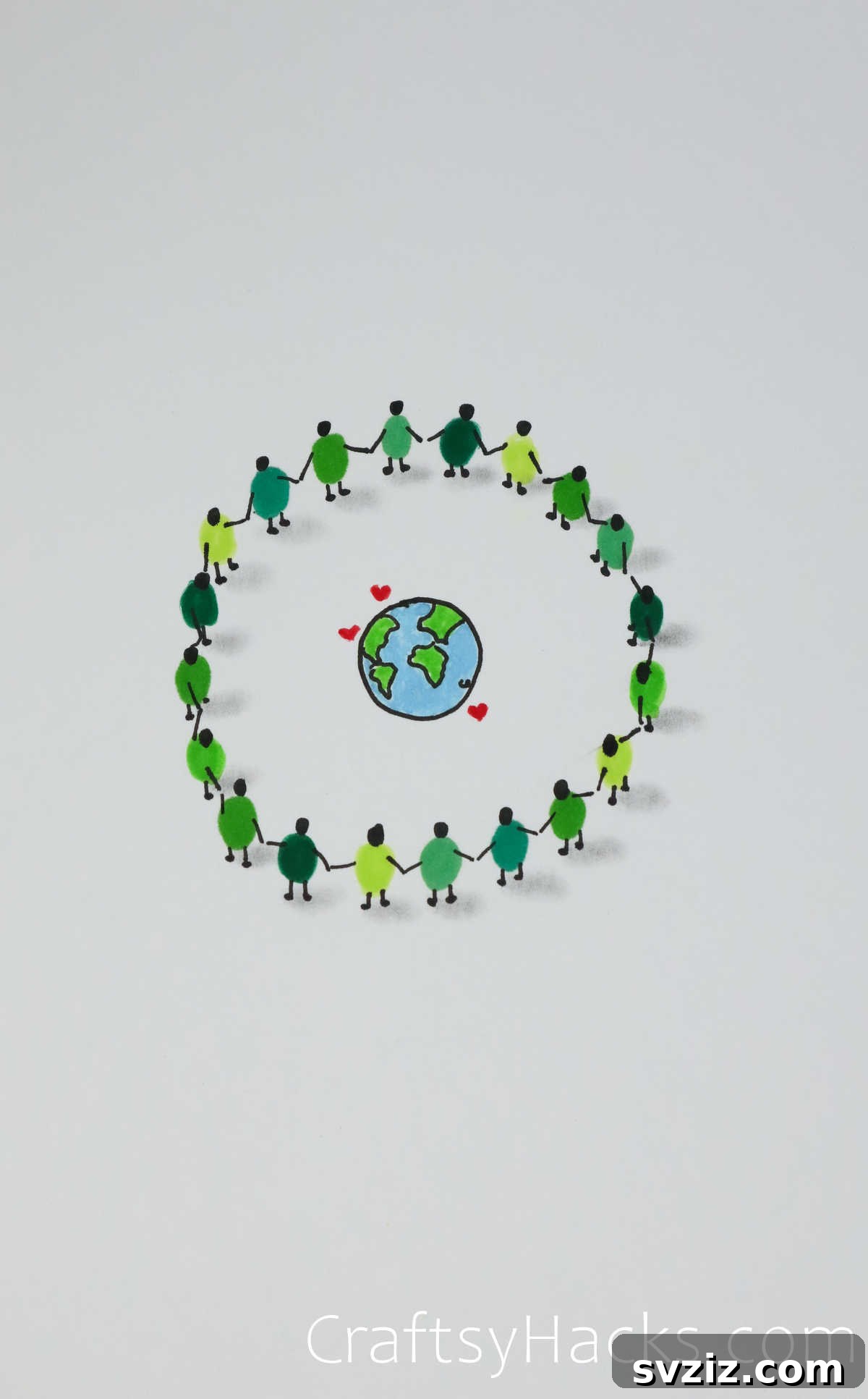 Minimalist drawing depicting diverse figures holding hands around a globe, symbolizing world peace.