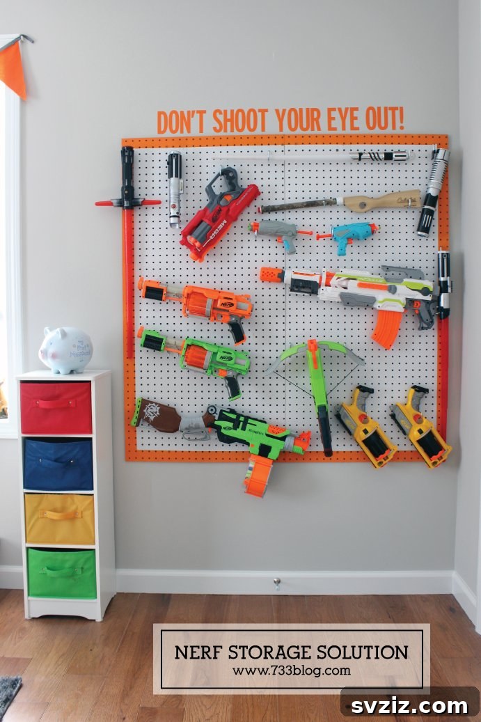 Pegboard Toy Display for Nerf Guns
