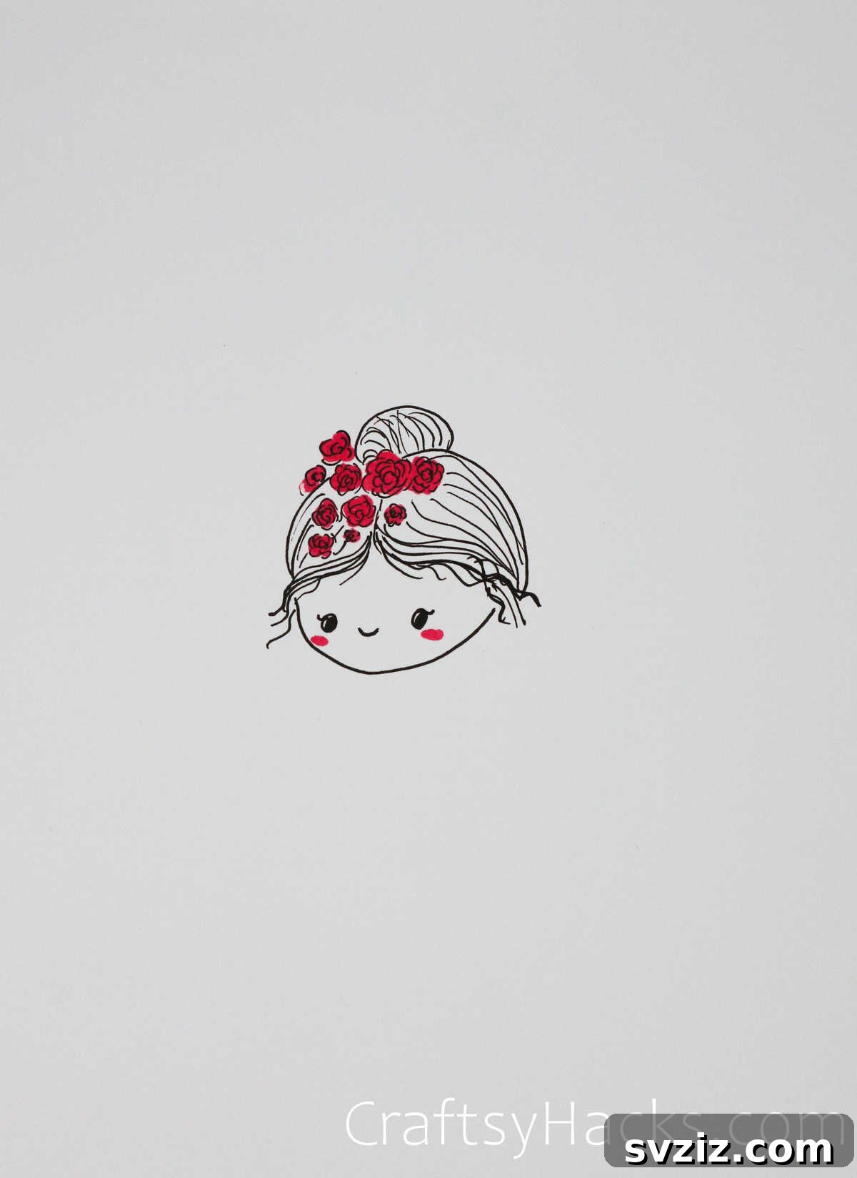 Effortless Roses: 17 Drawing Prompts 15 girl with roses in hair