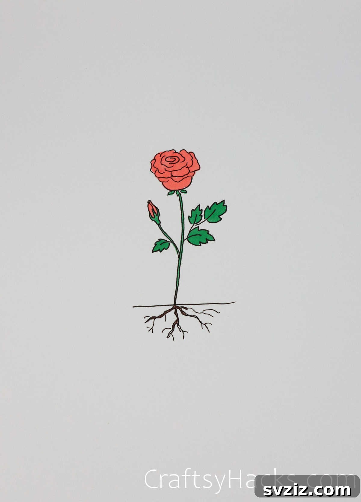 Effortless Roses: 17 Drawing Prompts 8 rose with roots drawing