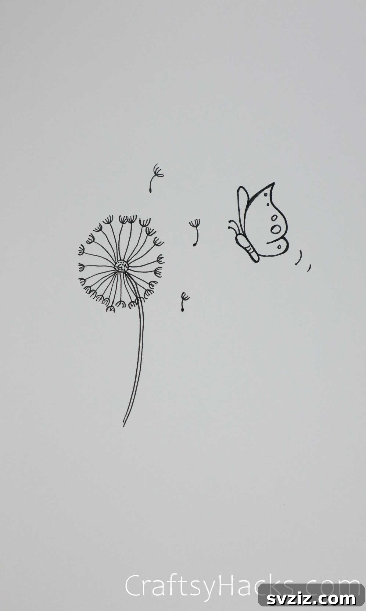 dandelion puff and butterfly
