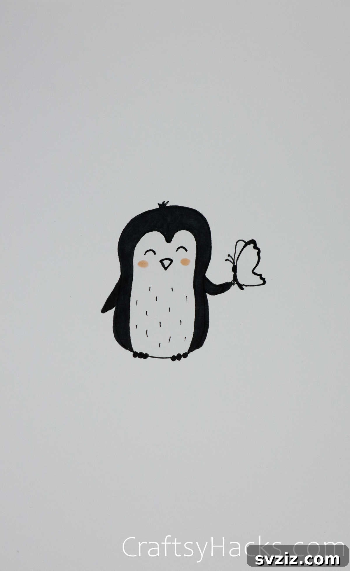 penguin and butterfly drawing