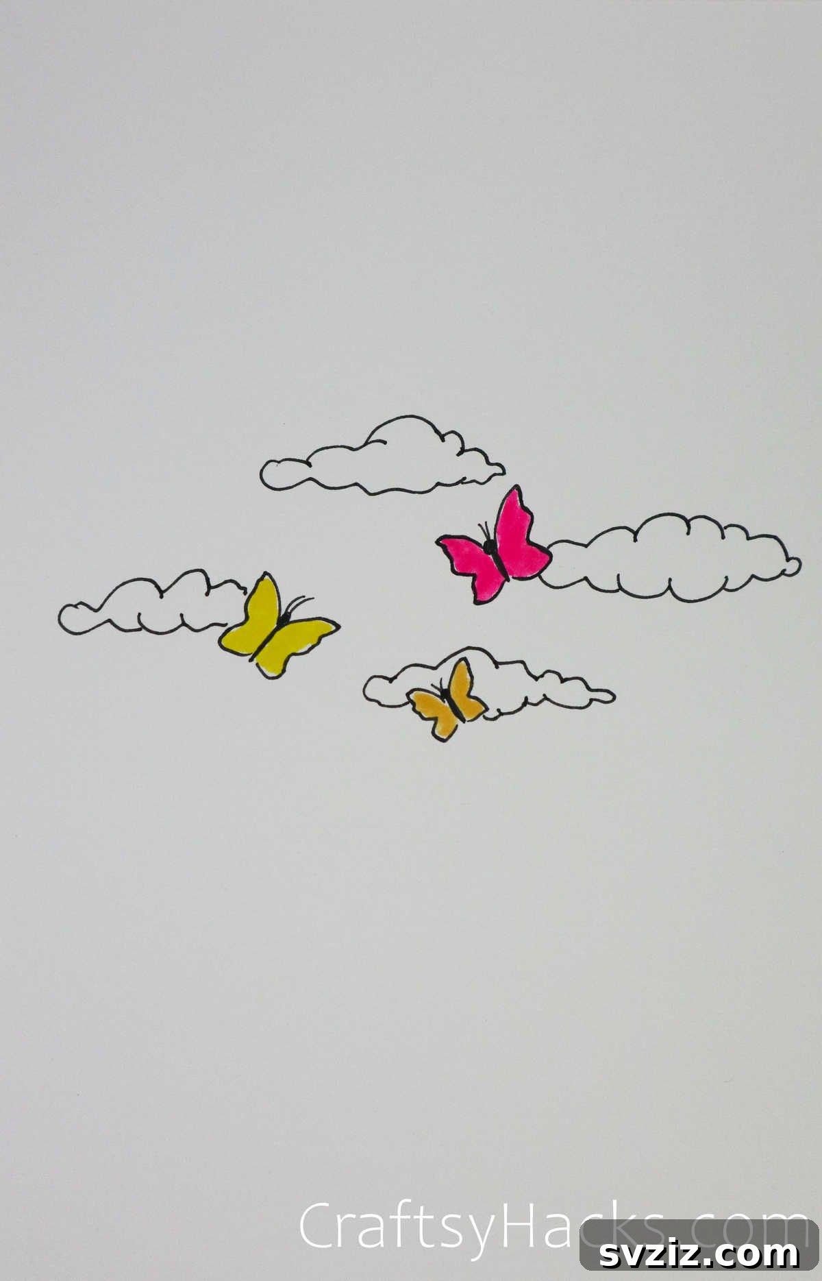 butterfly in the clouds drawing