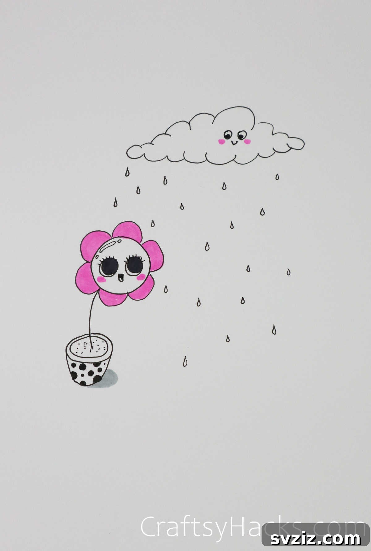 51 Adorable Drawing Prompts 29 flower and cloud illustration