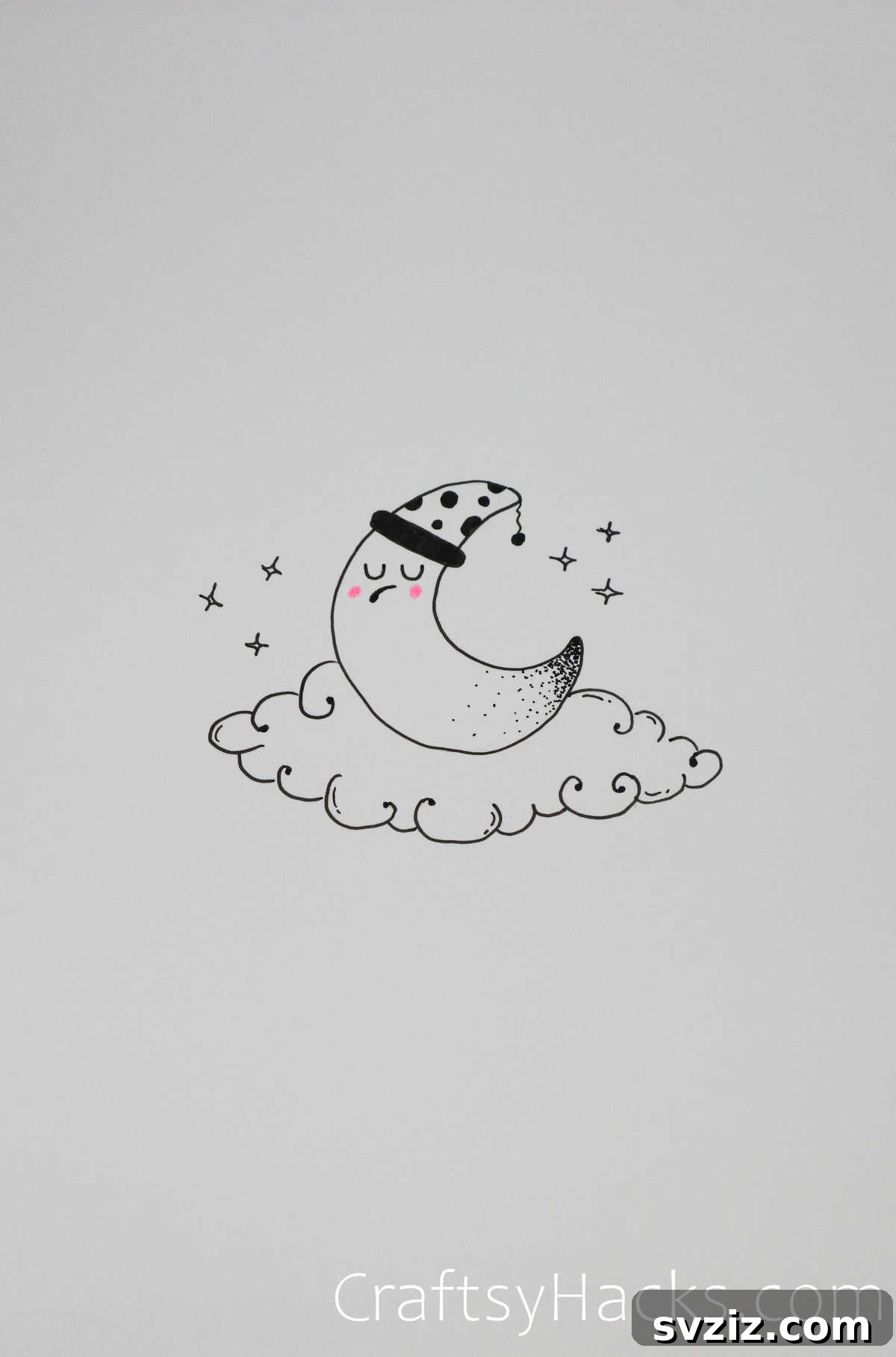51 Adorable Drawing Prompts 4 goodnight crescent moon