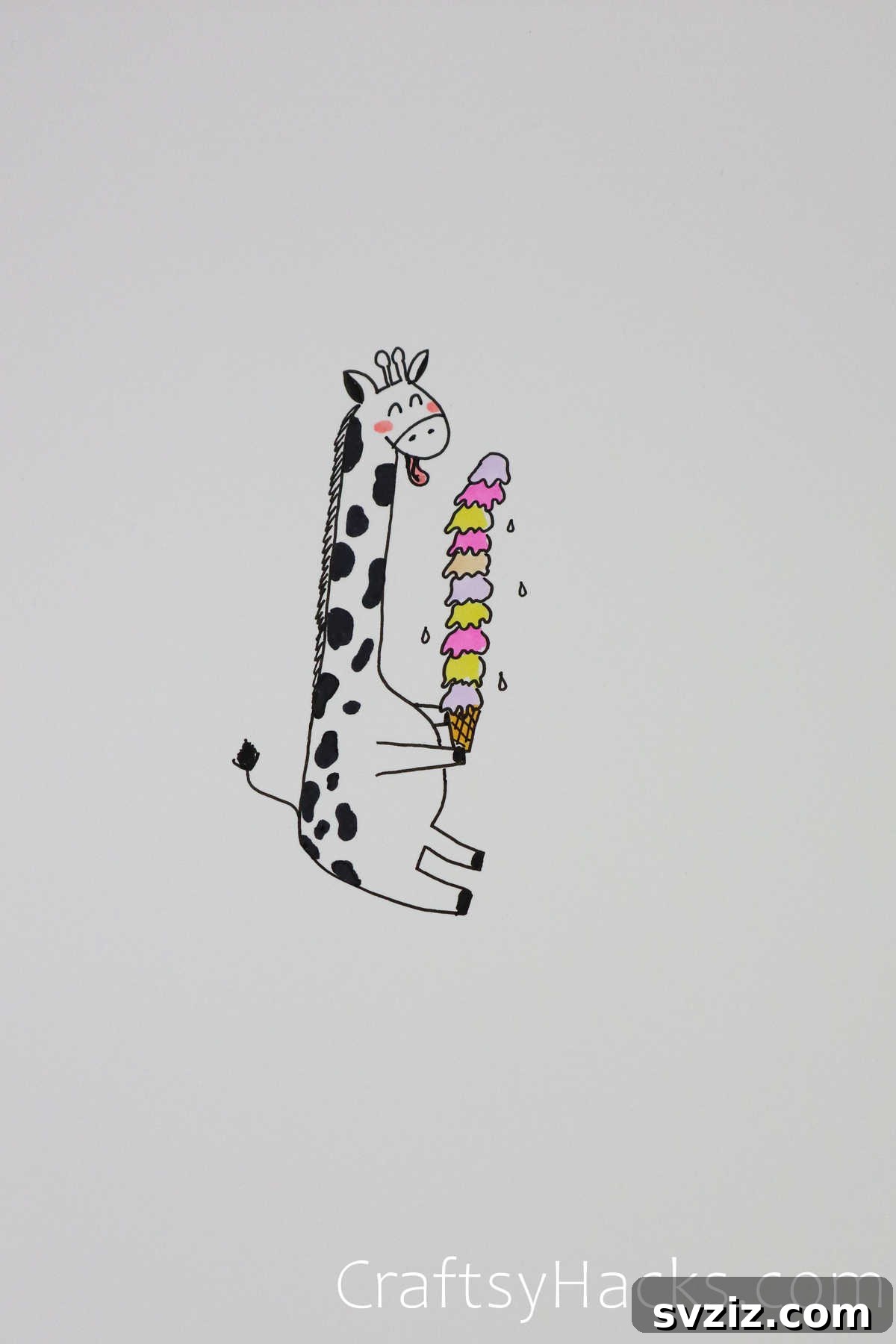 51 Adorable Drawing Prompts 36 giraffe and ice cream illustrations