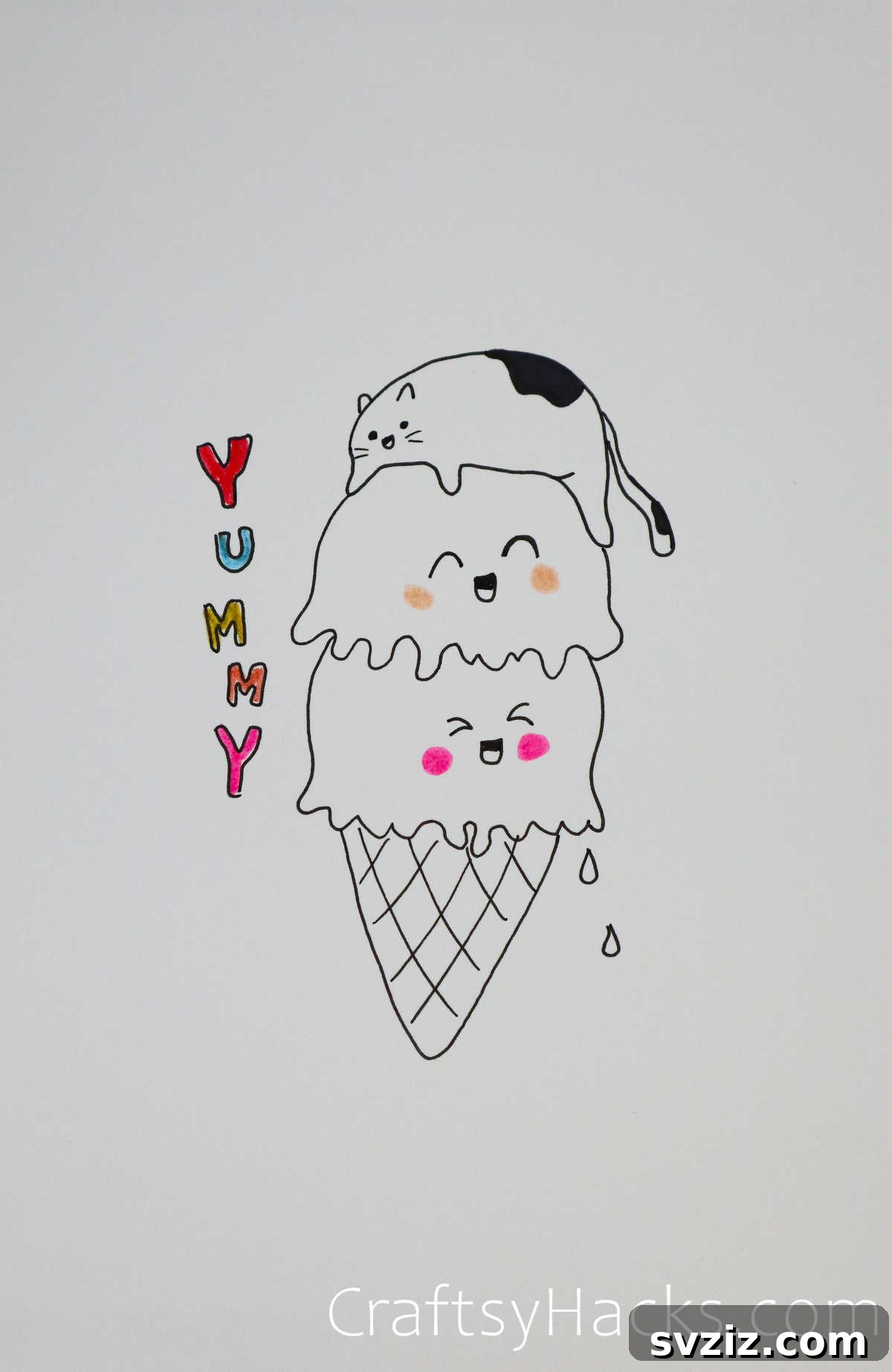 51 Adorable Drawing Prompts 6 cats and ice cream