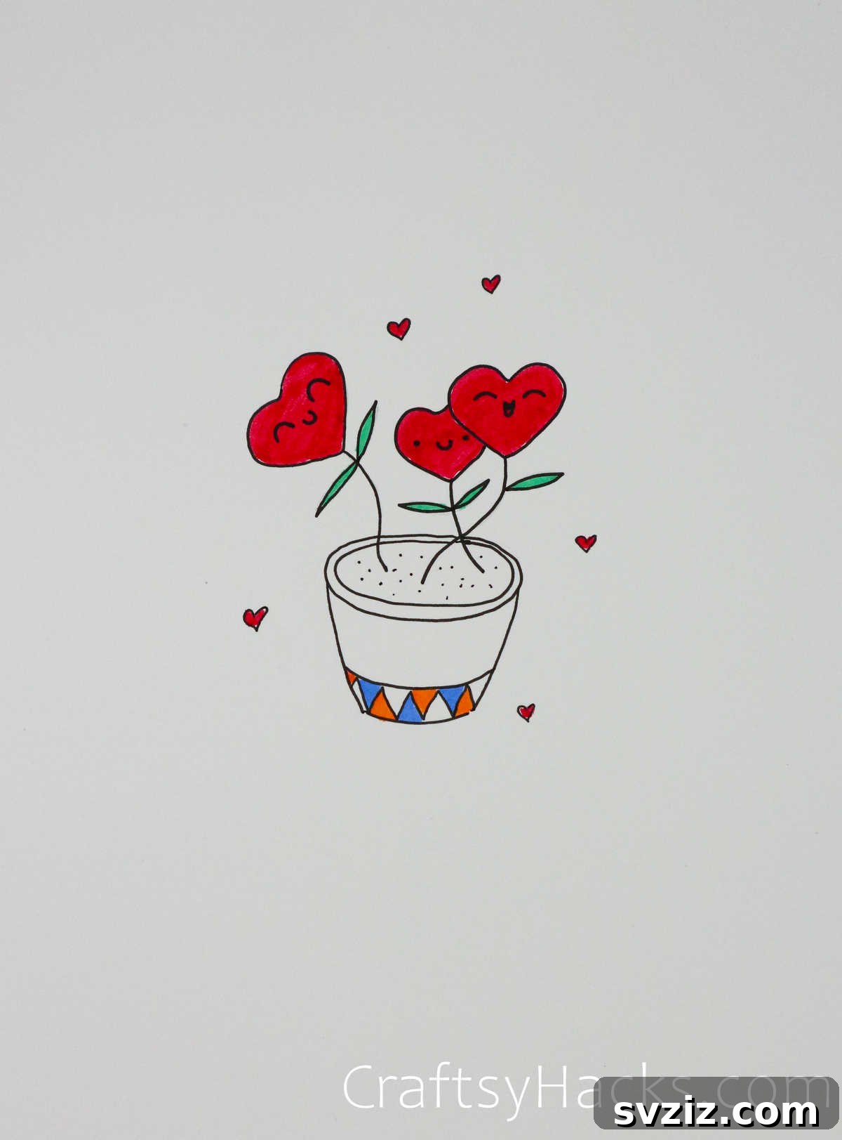 51 Adorable Drawing Prompts 51 plant pot with hearts